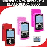 Silicone Skin 3 pc. Value Pack for your Blackberry 8800 (Red, Light Pink, Hot Pink) Bonus DBRoth Microfiber Cleaning Cloth Included