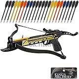 Crossbow Self-Cocking 80 LBS by KingsArchery&reg; with Adjustable Sights, 3 Aluminium Arrow Bolts, and Bonus 24-pack of Colored PVC Arrow Bolts + KingsArchery&reg; Warranty