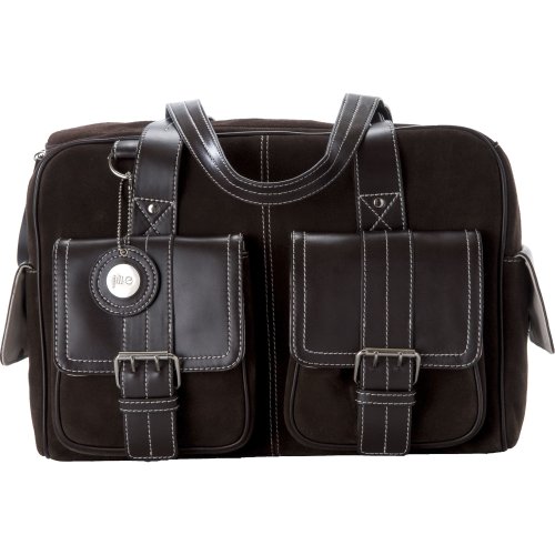 Jill-e 769404 Suede Camera Bag Medium with Brown Leather Trim Chocolate Brown