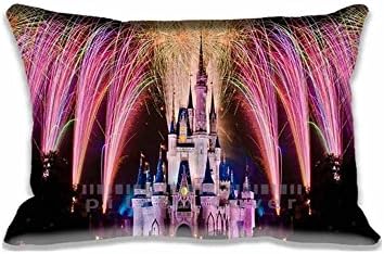 Custom Design Fireworks Over Cinderella Castle Pillow Cases Zippered , Standard Queen Size Holidays Pillowcase - 20X30inch New Year Cushion Covers Two Size Print