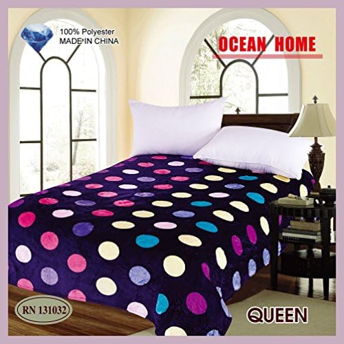 Fleece Throw Blanket Queen Size, Cozy Super Soft Flannel Throw Bed Blanket 87"*71" (Purple Dot)