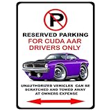 1970 Plymouth Cuda AAR Muscle Car-toon No Parking Sign