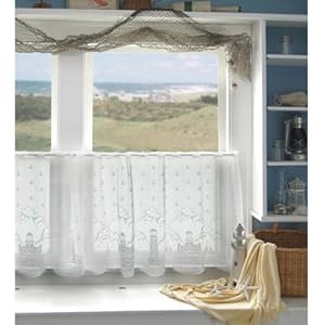 LACE EMBROIDERED FLORAL BLUE TIER CURTAINS- COUNTRY LIVING-FOR THE