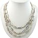EXP Handmade Mutlistrand Irridescent Shell & Silver Beaded Necklace