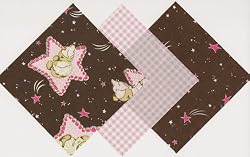 27 5" Chocolate Pink Sleepy Bear Quilt Cotton Fabric Squares