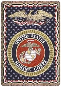 U.S. Marine Corp Large Fleece Throw Blanket blue by ...
