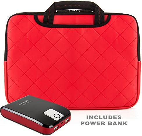 GUMMY Padded Sleeve Bag Case - Red For HP 10 - 10.1 inch Tablet Laptop Computers + Battery Power Bank