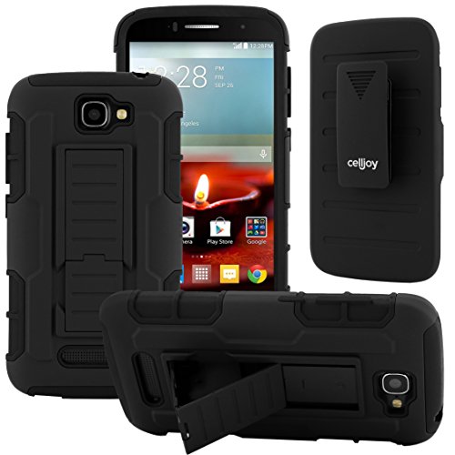 One Touch Fierce 2 Case, Alcatel One Touch Fierce 2 Case, One Touch Pop Icon Case, Celljoy [Full Body Armor] (Black) **HEAVY DUTY** Hybrid Protective Cover with Belt Clip Holster **Kick Stand**