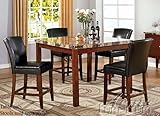 Counter Height Dining Table with Faux Marble Dark Brown Finish Counter Height Dining Table with Faux Marble Dark Brown Finish