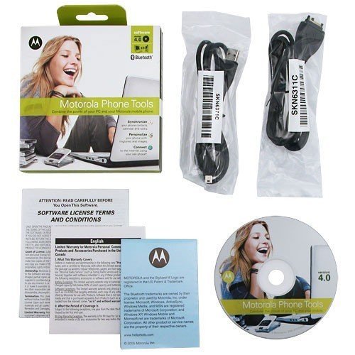 Motorola USB Mobile Phone Tool Version 4.0. Includes USB Cable and Software 98653 for Motorola Rokr E1 and V635 - Bulk Packing