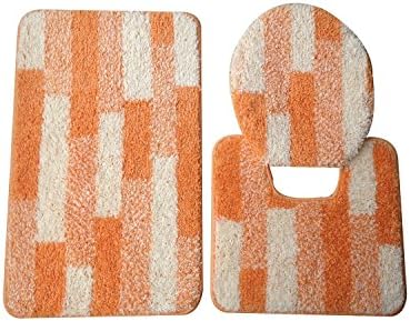 5th Avenue 3-Piece Bathroom Rug Set, Bath Mat, Contour and Toilet Cover - Brick Orange