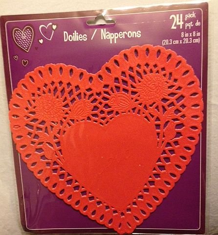 24 Die Cut Red Heart Shaped Paper Doilies