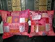 2 Cushion Covers Salmon Sari Patchwork Floral Embroidered Pillow Throw 16"