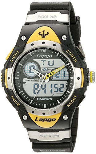 Pasnew unisex n6 water-proof dual time quartz black spo…
