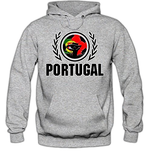 Portugal EM 2016 #2 Hoody | Fußball | Herren | Trikot | Nationalmannschaft, Farbe:Graumeliert (Greymelange F421);Größe:L