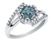 Blue and White Diamond 2/5 Carat (ctw) Ring in 14K White Gold