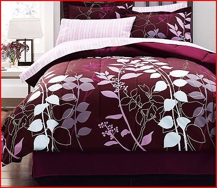 51TbL61ulvL Purple Lavender Leaf & Vines TWIN Bed in Bag Comforter Set