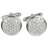 Mens Accessory Cuff Links Sterling Silver Zircon Gemstone (cflng232)