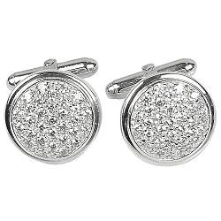 Mens Accessory Cuff Links Sterling Silver Zircon Gemstone (cflng232)