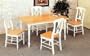 7pc White & Natural Dining Table & Napoleon Solid Wood Chairs Set