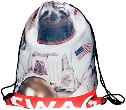 Fashion Canvas Daypacks Harajuku Drawstring Bag Swag Sloth Unisex School Bag