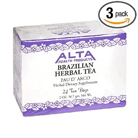 Alta Health Products Brazilian Herbal Tea, Pau D'Arco, Tea Bags, 24-Count Box (Pack of 3)
