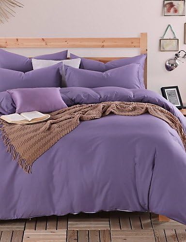 HECHAI_Multicolour Soild 4PC Cotton Duvet Cover Set , full-light blue , full-light blue