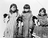 1904 ESKIMO GIRLS W/ MALAMUTE PUPPIES PUPPY PHOTO
