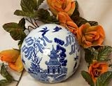 Blue Willow Ceramic Decorative Accent Ball