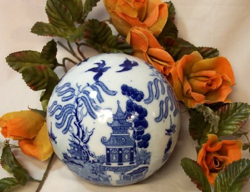 Blue Willow Ceramic Decorative Accent Ball