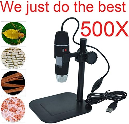 XJCGS Portable Magnifier 50X-500X Magnification Measure 2MP USB 8-LED USB Digital Microscope Camera Endoscope with Stand for Education Biological Inspection Practical Electronics