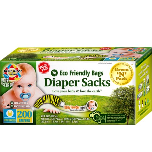 Green N Pack Easy-Tie Baby Diaper Sacks 200-count Jumble Roll