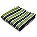 PenSee 100% Silk Woven Navy & Green & Grey Stripe Pocket Square