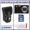 Leica V-Lux 20 14.5 MP Digital Camera w/ 12x Leica DC-Vario-Elmar Optical Image Stabilized Zoom + Billingham Black Leather Trim Case + 8 GB SD SDHC Pro-Bundle Shooters Package