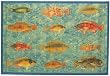 Laser Printed Split Bamboo Ocean Fish 3' x 5' Veranda Rug