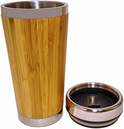ZenErgy Bamboo Stainless Steel 16-Ounce Insulated Travel Mug Tumbler