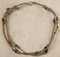 Anklet - Multi Color Triple Stranded Tradewind Bead, Light