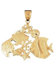 Dazzlers Solid 14 karats Gold Angelfish Goldfish Shell Charm Pendant available in three colors from jewelsberry (weights: 6.0 grams only)