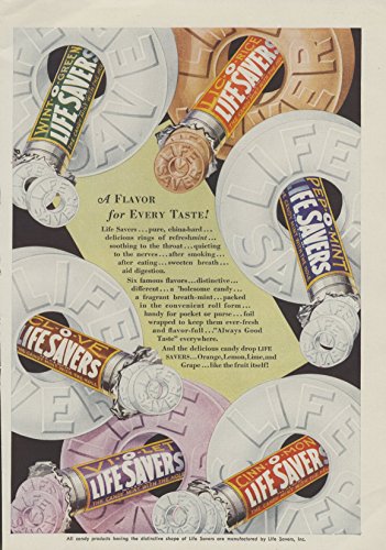 1930 Ad Life Saver Lifesavers Clove Violet Cinnomon Flavors - Original Vintage Advertisement