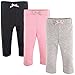 Luvable Friends 3-Pack Baby Girl Leggings, Lt Pink & Black, 9-12 Months