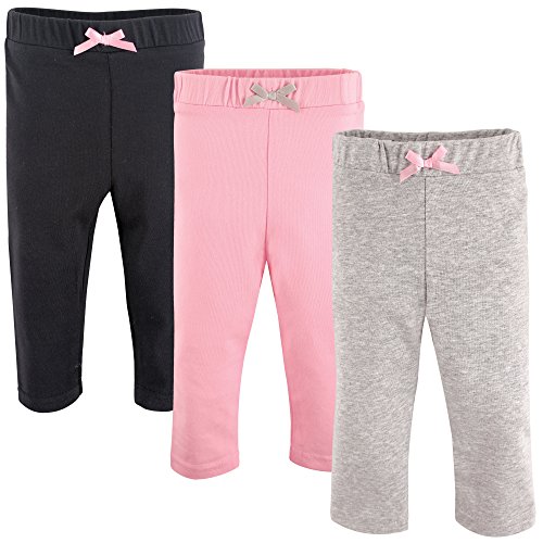 Luvable Friends 3-Pack Baby Girl Leggings, Lt Pink & Black, 9-12 Months