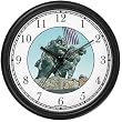 Marine Memorial Monument - Flag Raising over Iwo Jima - Famous Landmarks Wall Clock by WatchBuddy Timepieces (Slate Blue Frame)