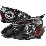 Acura RSX DC5 Headlight Assembly Kit (Black Housing Amber Reflector)