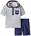 Calvin Klein Baby-Boys Infant Navy Stripes Short Sleeve Hoody with Cargo Shorts