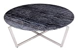 Ancient Black Grey Marble Coffee Table with Chrome Steel Legs - HL021159