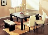 Brilliant Modern Wenge Wood Dining Table with 4 Beige Chairs and 2 Benches Dining Room Set