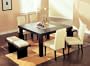 Brilliant Modern Wenge Wood Dining Table with 4 Beige Chairs and 2 Benches Dining Room Set