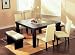 Kitchen & Housewares : Brilliant Modern Wenge Wood Dining Table with 4 Beige Chairs and 2 Benches Dining Room Set