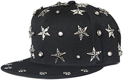 Black Hedgehog Stripe Rivet Stud Spike Spiky Snapback Cap