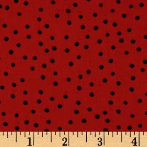 44-Wide-Loralie-Very-Fairy-Christmas-Polka-Dot-Red-Black-Fabric-By-The-Yard